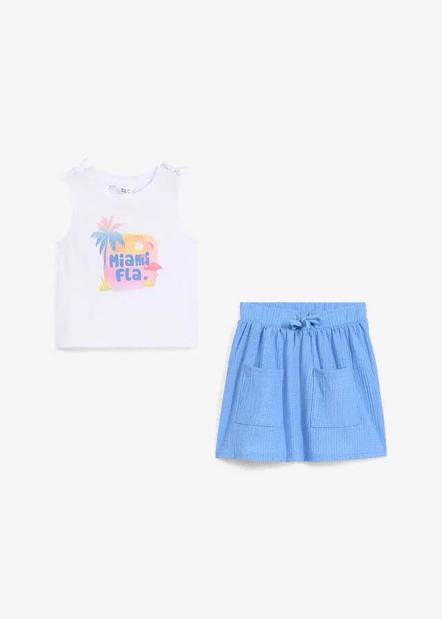 TOP Y FALDA (2 PIEZAS) AZUL PROVENZALBLANCO